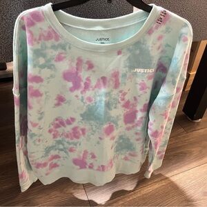 NWT Justice Girls aqua XXL PLUS Tie-Dye Sweatshirt
